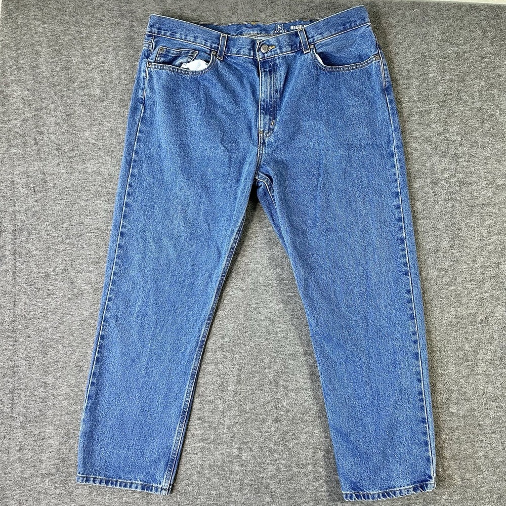 George Jeans Men's Size 40x30 Blue Medium Wash Denim Regular Fit Straight‎ Leg